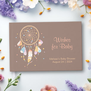 Tribal Dreamcatcher Boho Baby Showbraun Gästebuch