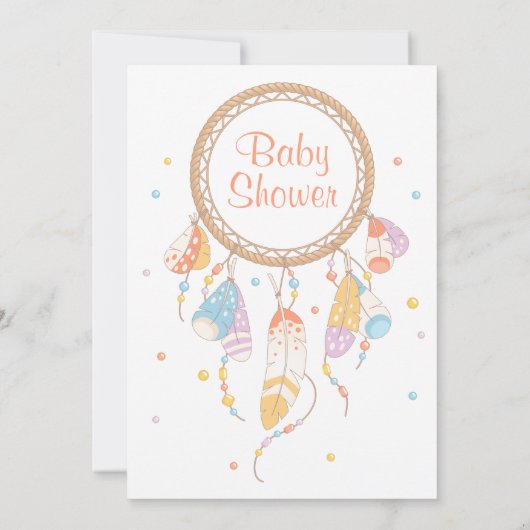 Tribal Dreamcatcher Boho Baby Shower Einladung (Rückseite)