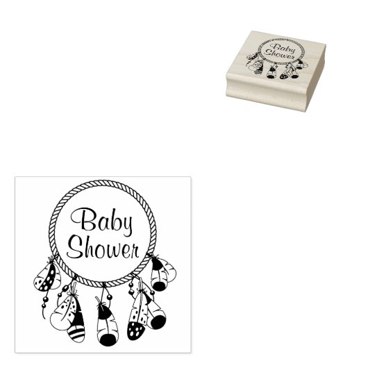 Tribal Dreamcatcher Boho Baby Shower Gummistempel (Stempel)