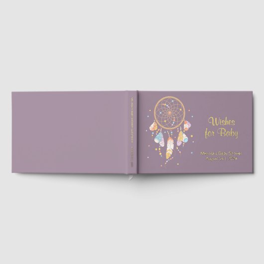 Tribal Dreamcatcher Boho Baby Shower Lila Gästebuch (Voll)