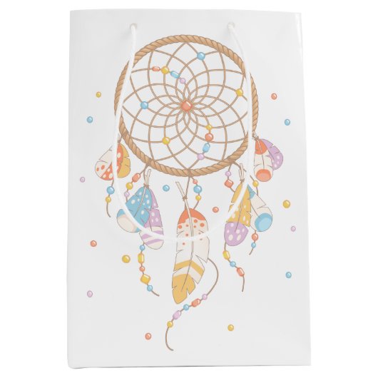 Tribal Dreamcatcher Boho Baby Shower Mittlere Geschenktüte (Vorderseite)