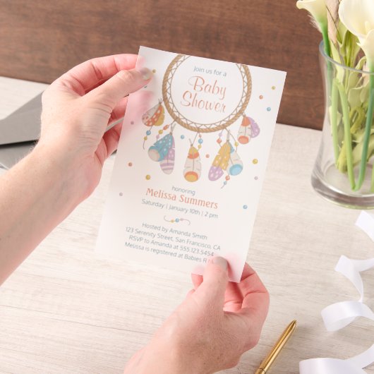 Tribal Dreamcatcher Boho Baby Shower Pergament Einladungen (Handgehalten)