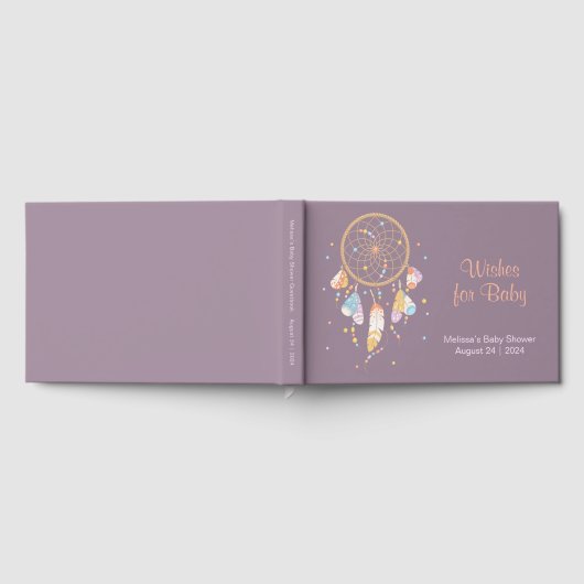 Tribal Dreamcatcher Boho Babydusche Lila Gästebuch (Voll)