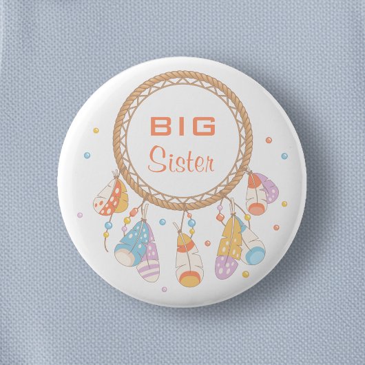 Tribal Dreamcatcher Boho Big Sister Button