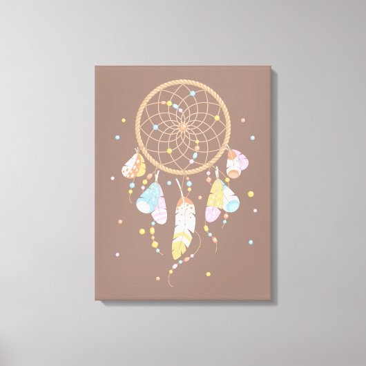 Tribal Dreamcatcher Boho Brown Leinwanddruck (Vorderseite)