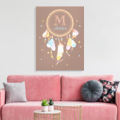 Tribal Dreamcatcher Boho Brown Monogram Initial Leinwanddruck (Insitu (Wohnzimmer))