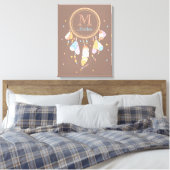 Tribal Dreamcatcher Boho Brown Monogram Initial Leinwanddruck (Insitu (Schlafzimmer))