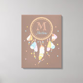 Tribal Dreamcatcher Boho Brown Monogram Initial Leinwanddruck (Vorderseite)