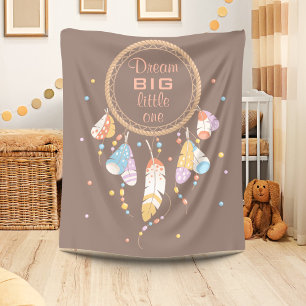 Tribal Dreamcatcher Boho Brown Quote Fleecedecke