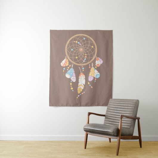 Tribal Dreamcatcher Boho Brown Wandteppich (Beispiel)