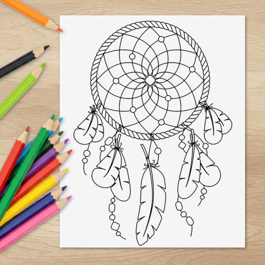 Tribal Dreamcatcher Boho Coloring Page Gummistempel