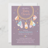 Tribal Dreamcatcher Boho Lila Baby Shower Einladung (Vorderseite)