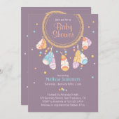 Tribal Dreamcatcher Boho Lila Baby Shower Einladung (Vorne/Hinten)
