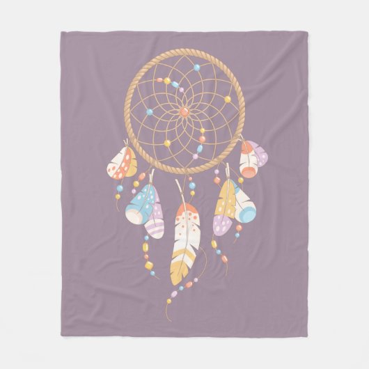 Tribal Dreamcatcher Boho Lila Fleecedecke (Vorderseite)