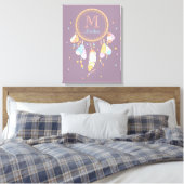 Tribal Dreamcatcher Boho Lila Monogram Initial Leinwanddruck (Insitu (Schlafzimmer))