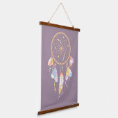 Tribal Dreamcatcher Boho Lila Wandteppich Mit Holzrahmen (Gewinkelt)