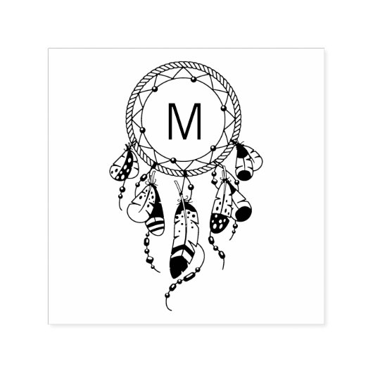 Tribal Dreamcatcher Boho Monogram Permastempel (Design)