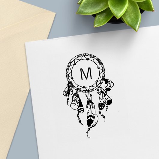 Tribal Dreamcatcher Boho Monogram Permastempel