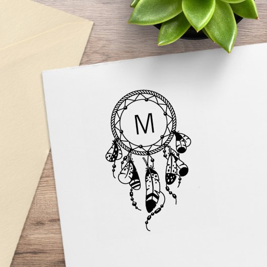 Tribal Dreamcatcher Boho Monogramm Gummistempel