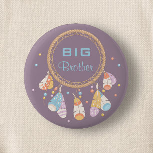 Tribal Dreamcatcher Boho Newborn Big Brother Button