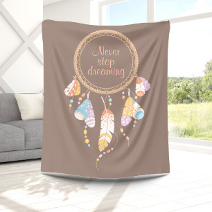 Tribal Dreamcatcher Boho Quote Brown Fleecedecke