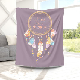 Tribal Dreamcatcher Boho Quote Lila Fleecedecke