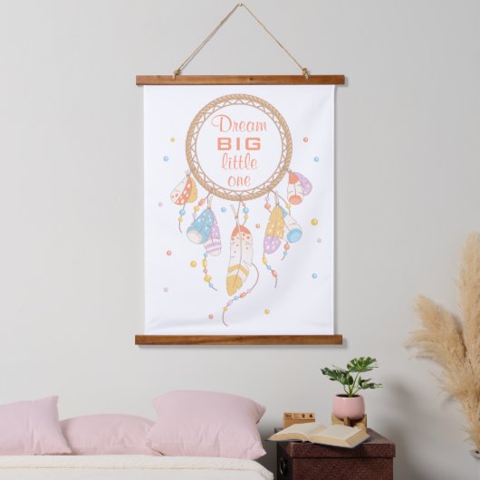 Tribal Dreamcatcher Boho Quote Wandteppich Mit Holzrahmen (Schlafzimmer)
