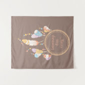 Tribal Dreamcatcher Boho Zitat Brown Wandteppich (Vorderseite (Horizontal))