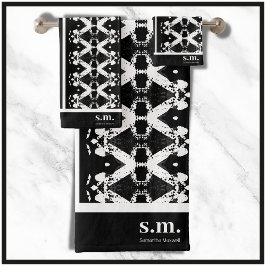 Tribal-Druck mit schwarzer und weißer Geometrie Badhandtuch Set