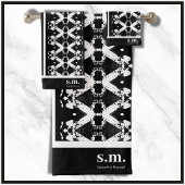 Tribal-Druck mit schwarzer und weißer Geometrie Badhandtuch Set