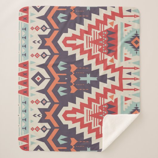 Tribal Elegance: Geometrisches Ethnic Print Sherpadecke (Vorderseite)