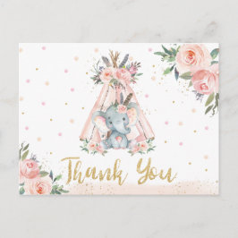 Tribal Elephant Birthday Baby Dusche Vielen Dank Postkarte