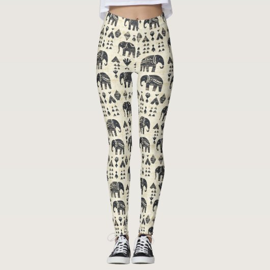 Tribal Elephant Boho Pattern (1) Leggings (Vorderseite)