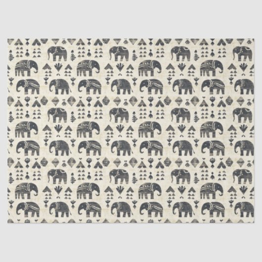 Tribal Elephant Boho Pattern (1) Seidenpapier (Vorderseite)