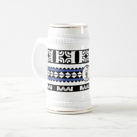 Tribal Ethnic/Blue Band Bierglas (Vorderseite Links)