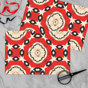Tribal Ethnic Boho Chic Geometric Red Black Beige Seidenpapier