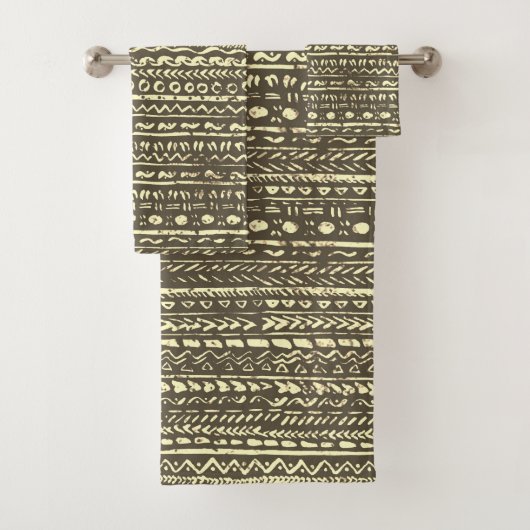 Tribal Ethnic Mud Tuch Muster Beige Brown (Insitu)