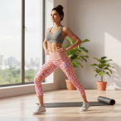 Tribal Ethnic Orange Pink Geometric Muster Capri Leggings