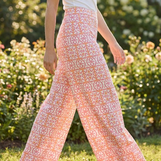 Tribal Ethnic Orange Pink Geometric Muster Stoff