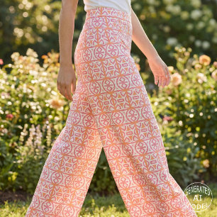 Tribal Ethnic Orange Pink Geometric Muster Stoff