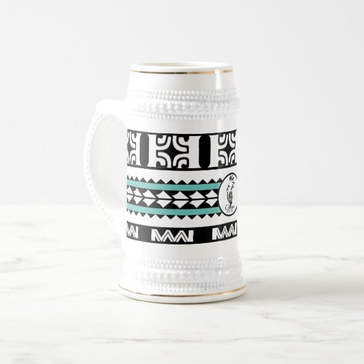 Tribal Ethnic/Turquoise Bierkrug Bierglas (Vorderseite Links)