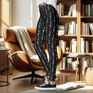 Tribal Eule Skelett Schlüssel Schwarz Weiß Gothic Leggings