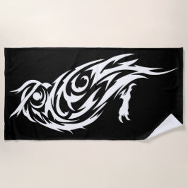 Tribal Eulen-Silhouette Minimal-Tierdesign Strandtuch