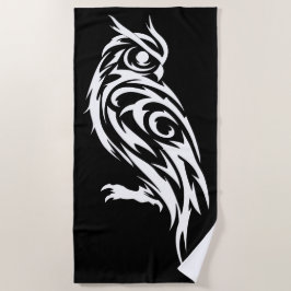 Tribal Eulen-Silhouette Minimal-Tierdesign Strandtuch