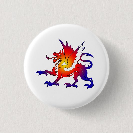 Tribal-Farben-Drachen-Pin Button (Vorderseite)
