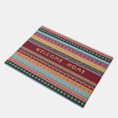 Tribal farbenfrohe geometrische Muster Tür Mat Fußmatte (Schrägansicht)