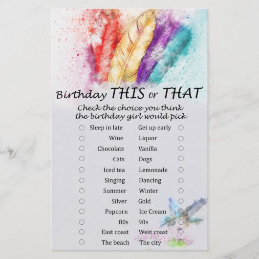 Tribal Feather Geburtstag dieses oder jenes Spiel (Vorderseite)