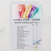 Tribal Feather Geburtstag, oder nie Spiel (Vorne/Hinten)