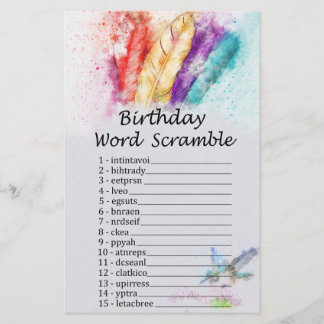 Tribal Feather Geburtstag Word Scramble Game