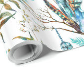 Tribal Feather & Hanging Blue Cristal Muster Geschenkpapier (Rolleneckpunkt)
